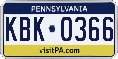 PA license plate KBK0366