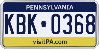PA license plate KBK0368