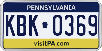 PA license plate KBK0369