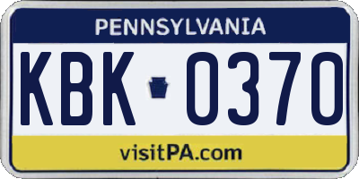 PA license plate KBK0370