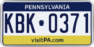 PA license plate KBK0371