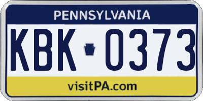 PA license plate KBK0373