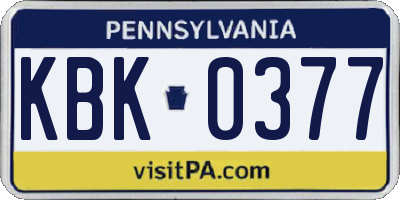 PA license plate KBK0377