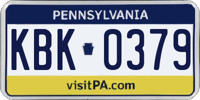 PA license plate KBK0379