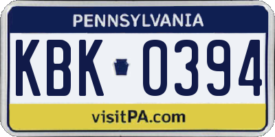 PA license plate KBK0394