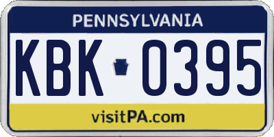 PA license plate KBK0395
