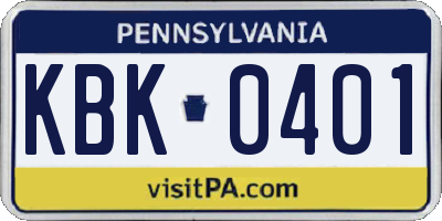 PA license plate KBK0401