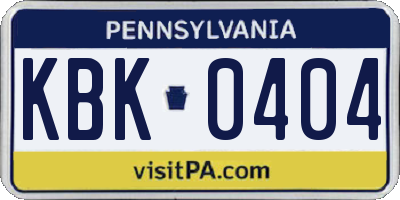 PA license plate KBK0404