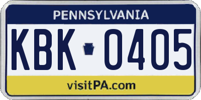 PA license plate KBK0405