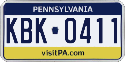 PA license plate KBK0411
