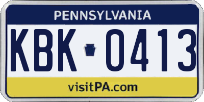 PA license plate KBK0413