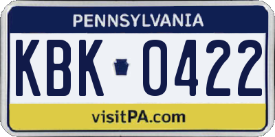 PA license plate KBK0422
