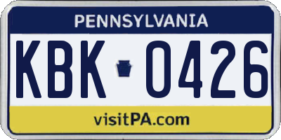 PA license plate KBK0426