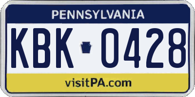 PA license plate KBK0428