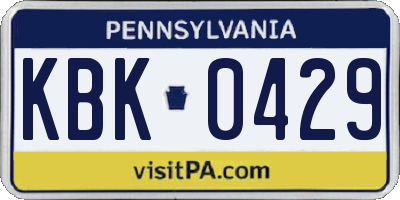 PA license plate KBK0429