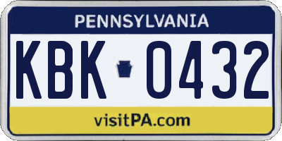 PA license plate KBK0432