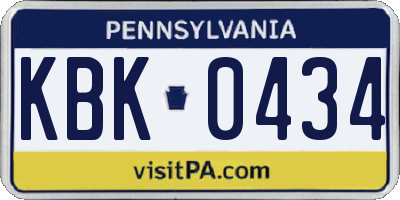 PA license plate KBK0434