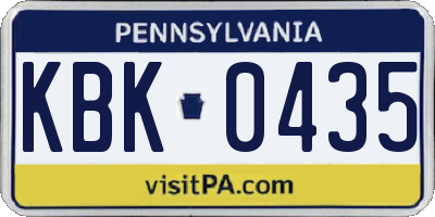 PA license plate KBK0435