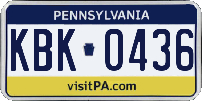 PA license plate KBK0436
