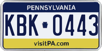 PA license plate KBK0443