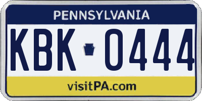 PA license plate KBK0444