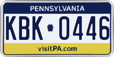 PA license plate KBK0446