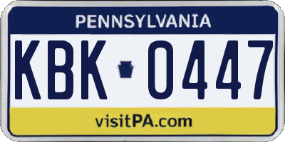 PA license plate KBK0447