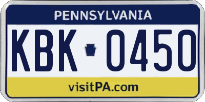PA license plate KBK0450