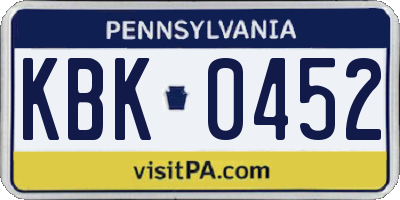 PA license plate KBK0452
