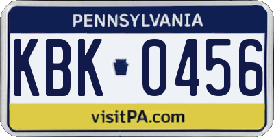 PA license plate KBK0456