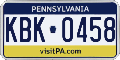 PA license plate KBK0458