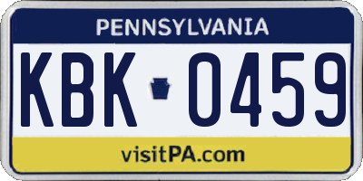 PA license plate KBK0459