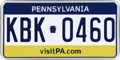 PA license plate KBK0460