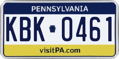 PA license plate KBK0461