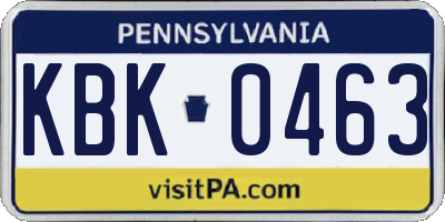 PA license plate KBK0463