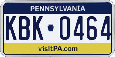 PA license plate KBK0464