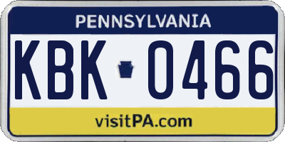 PA license plate KBK0466