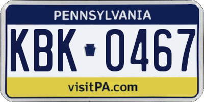 PA license plate KBK0467