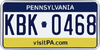 PA license plate KBK0468