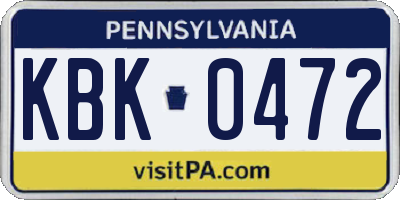 PA license plate KBK0472