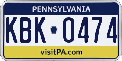 PA license plate KBK0474
