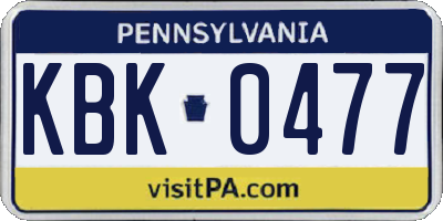 PA license plate KBK0477
