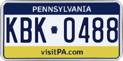 PA license plate KBK0488