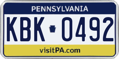 PA license plate KBK0492