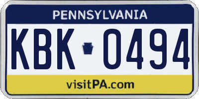 PA license plate KBK0494