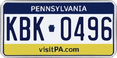 PA license plate KBK0496