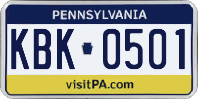 PA license plate KBK0501