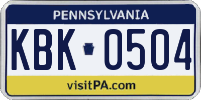 PA license plate KBK0504