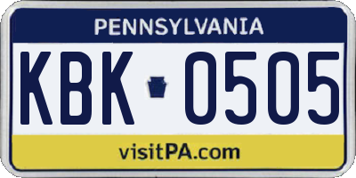 PA license plate KBK0505