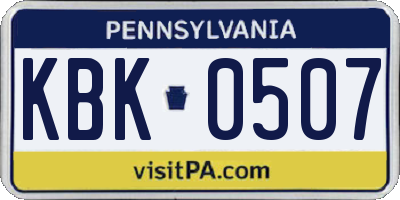 PA license plate KBK0507